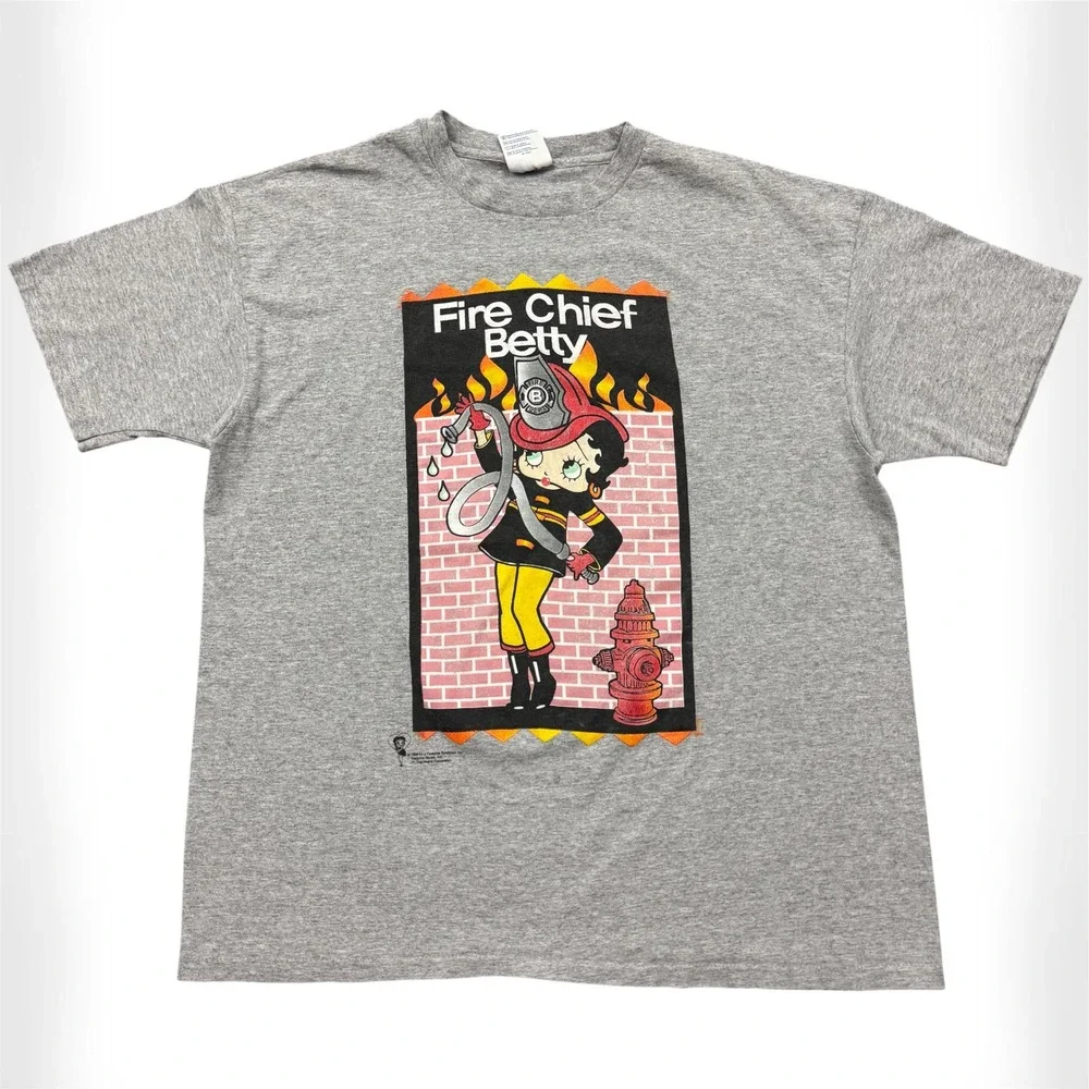 Vintage 90s Betty Boop Shirt Fire Chief Tee 1998 Sz 2XL